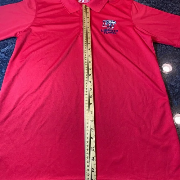 Liberty University Flames Russell Athletics Polo Shirt Men’s Medium Red - Picture 5 of 5